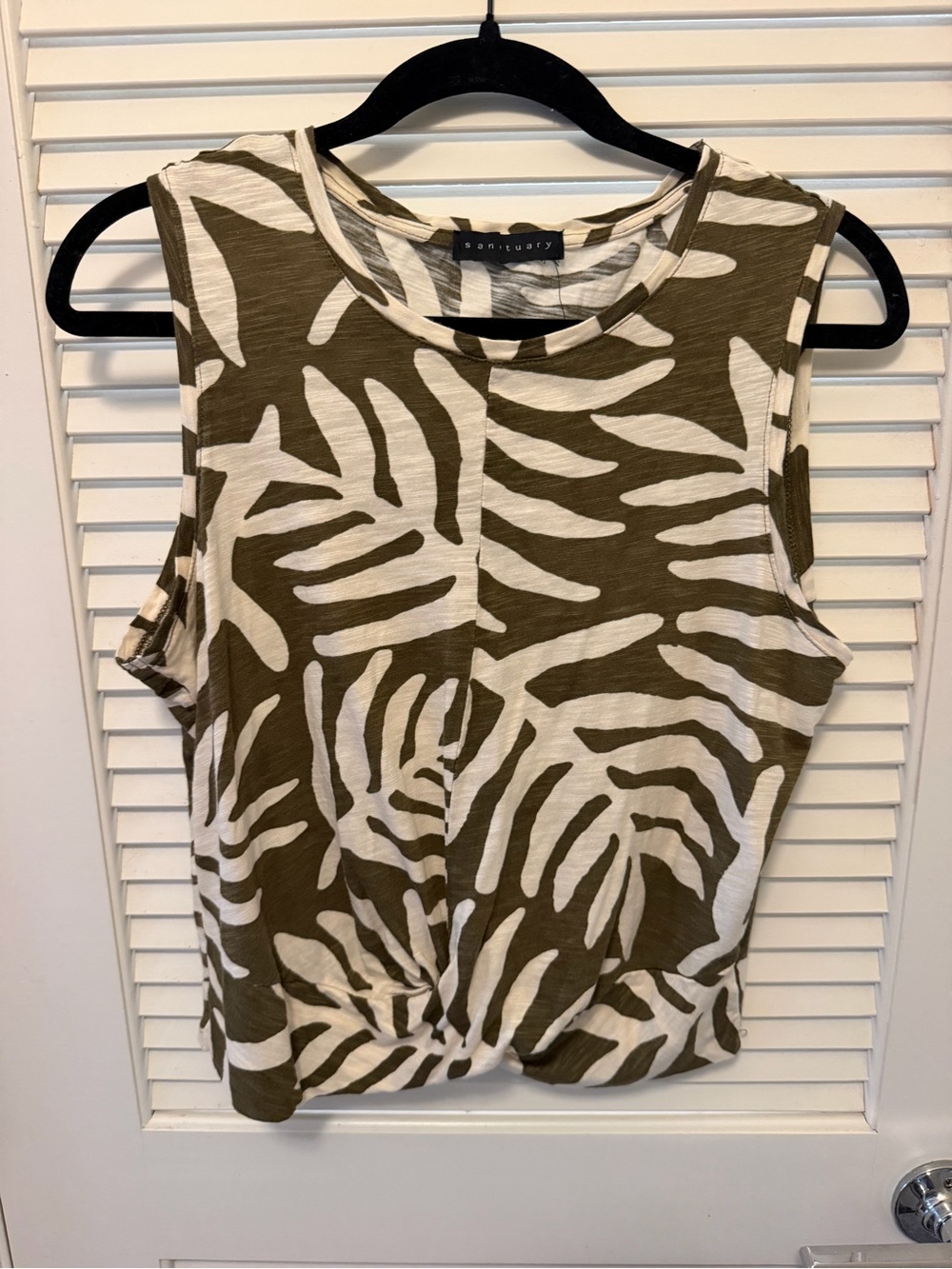 Sanctuary Women's Green Leaf Print Sleeveless Twist Front Tank Top
